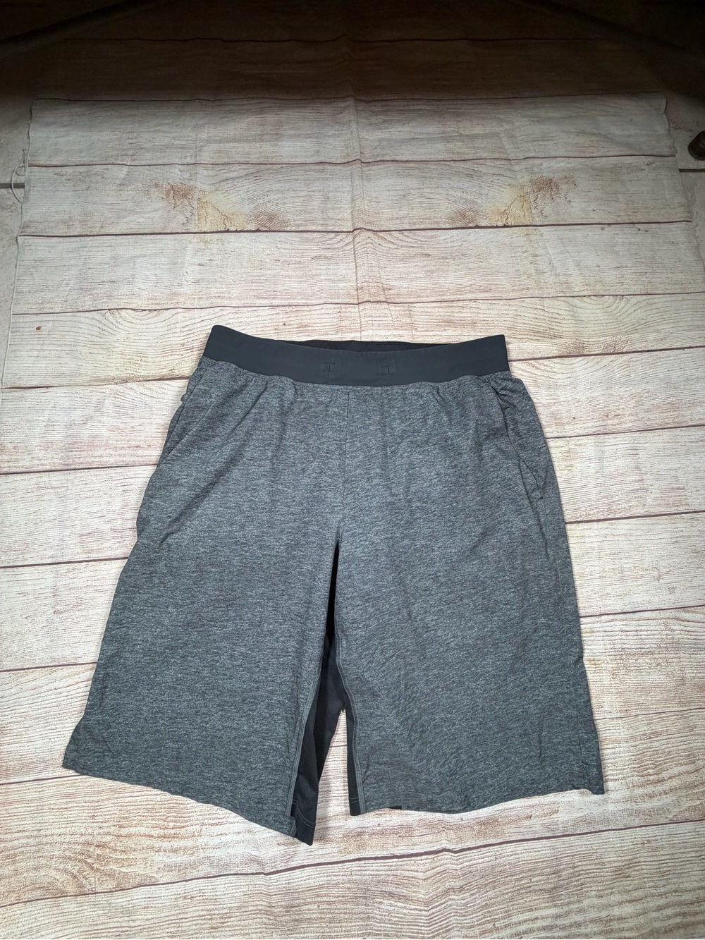 Men's Lululemon T.H.E. Shorts in a heathered gray color
